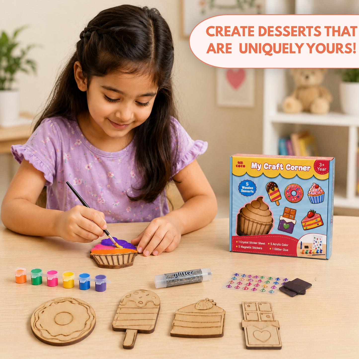 My Craft Corner – Desserts | DIY Wooden Art & Craft Kit for Kids